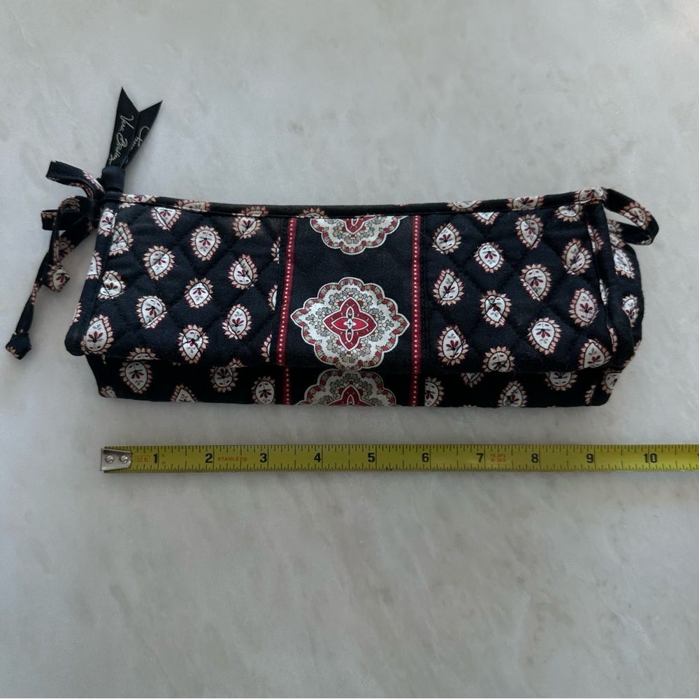 Vintage Vera Bradley Makeup Brush Bag Retired Classic Black Pattern Quilted Case - Picture 3 of 7